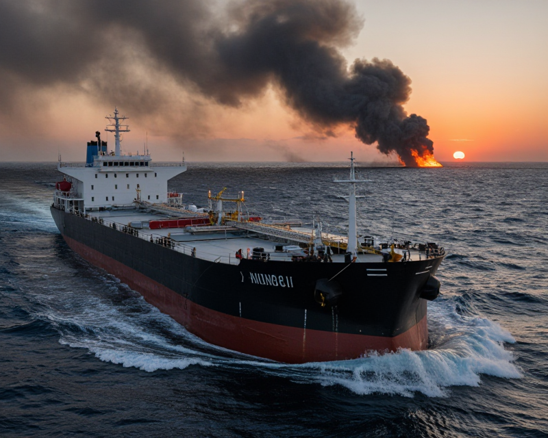 Oil Tanker in Turbulent Strait