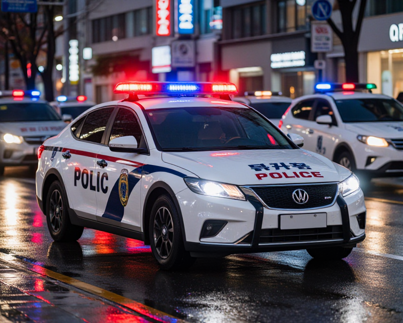 Police Emergency Lights in Seoul