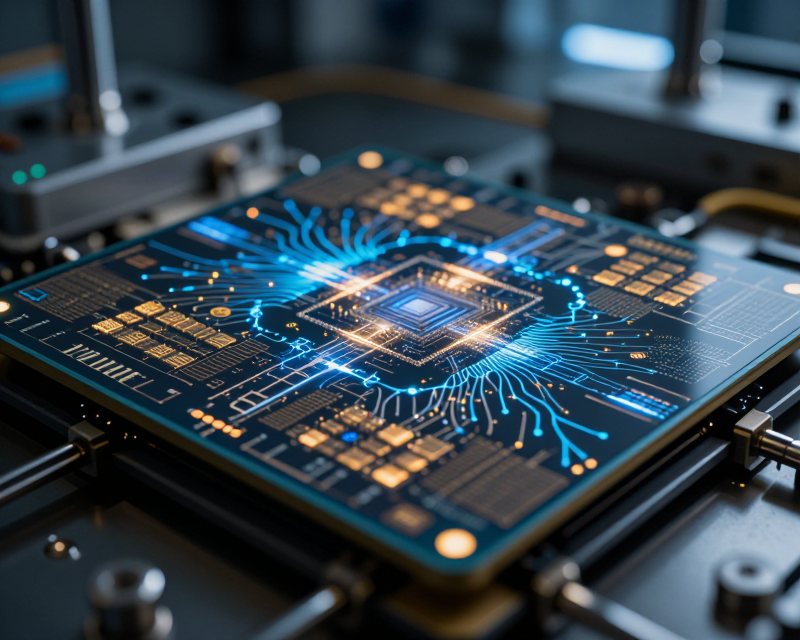 High-Tech AI and Quantum Computing Concept