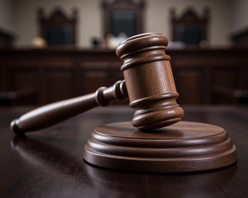 Judicial Gavel in Courtroom