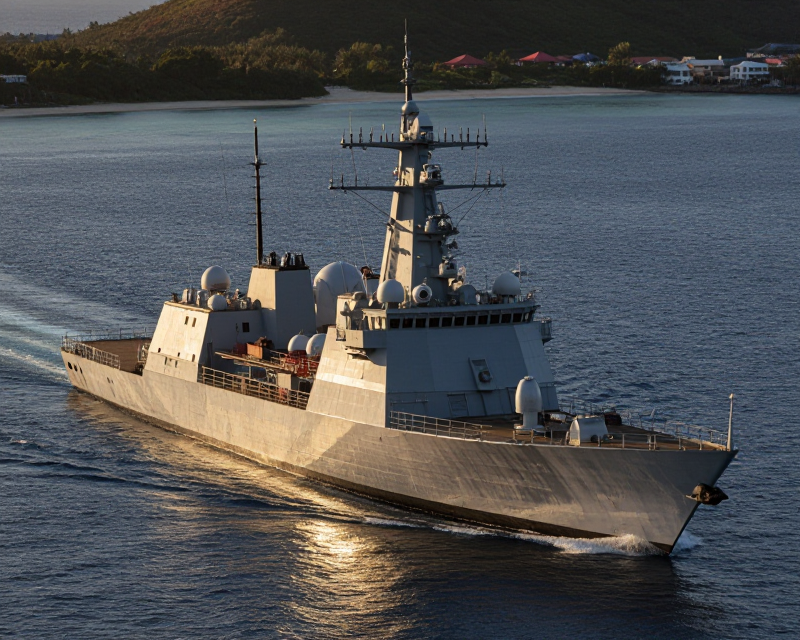 Modern Naval Frigate at Sea