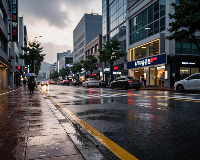 Rainy South Korean Urban Scene