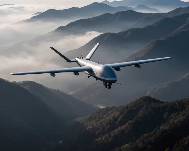 Military Drone over Border Mountains