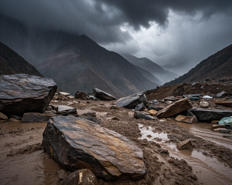 Atmospheric Himalayan Flood Scene